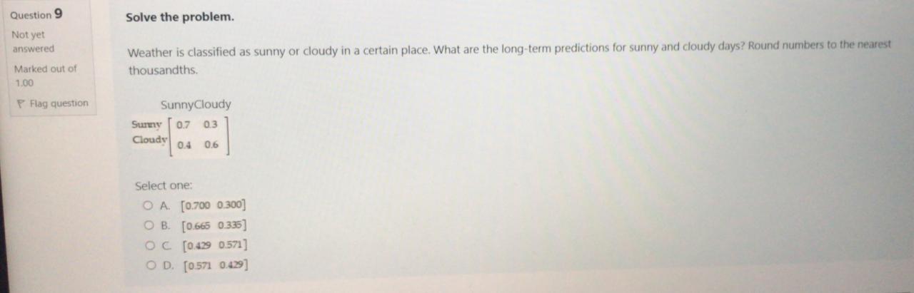 Solved Question 9 Solve the problem. Not yet answered | Chegg.com