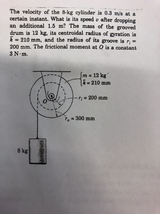 Solved The velocity of the 8-kg cylinder is 0.3 m/s at a | Chegg.com