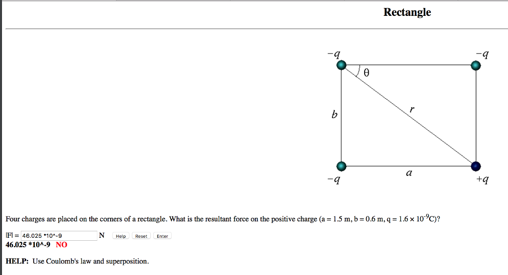 Solved Rectangle -q -9 -9 +9 Four charges are placed on the | Chegg.com