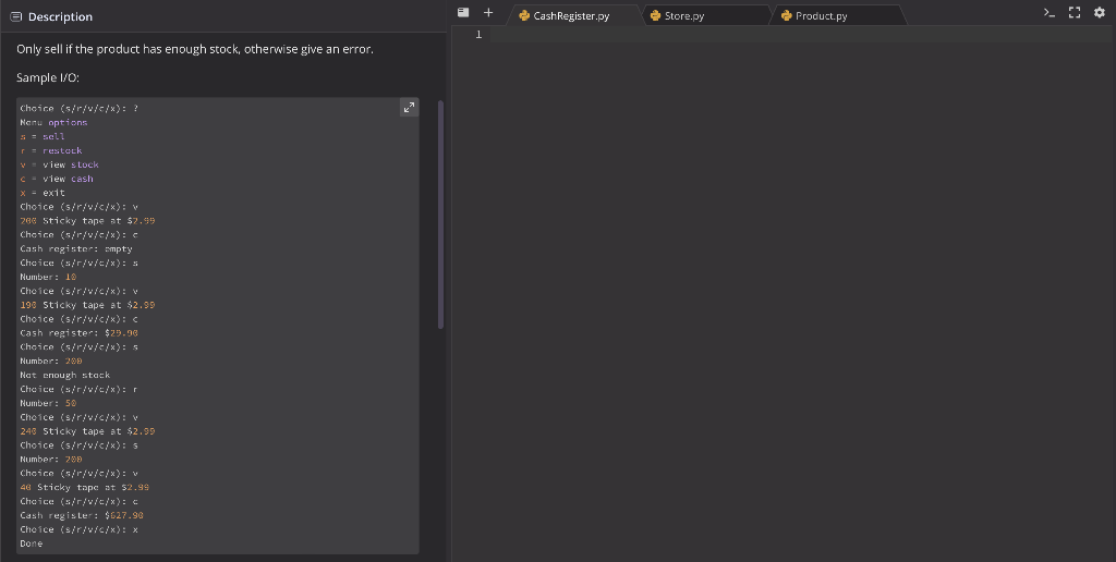Solved e Description Store specification: A store sells one | Chegg.com