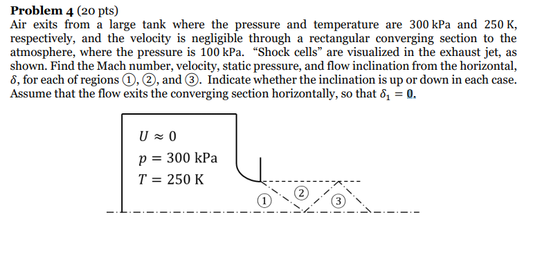 Solved Problem 4 (20 pts) Air exits from a large tank where | Chegg.com