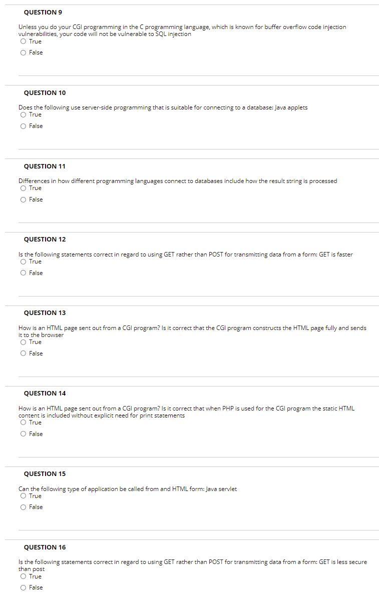 Solved QUESTION 9 Unless you do your CGI programming in the | Chegg.com