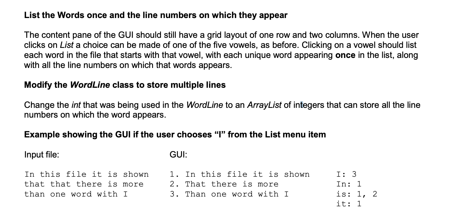 Solved List the Words once and the line numbers on which | Chegg.com
