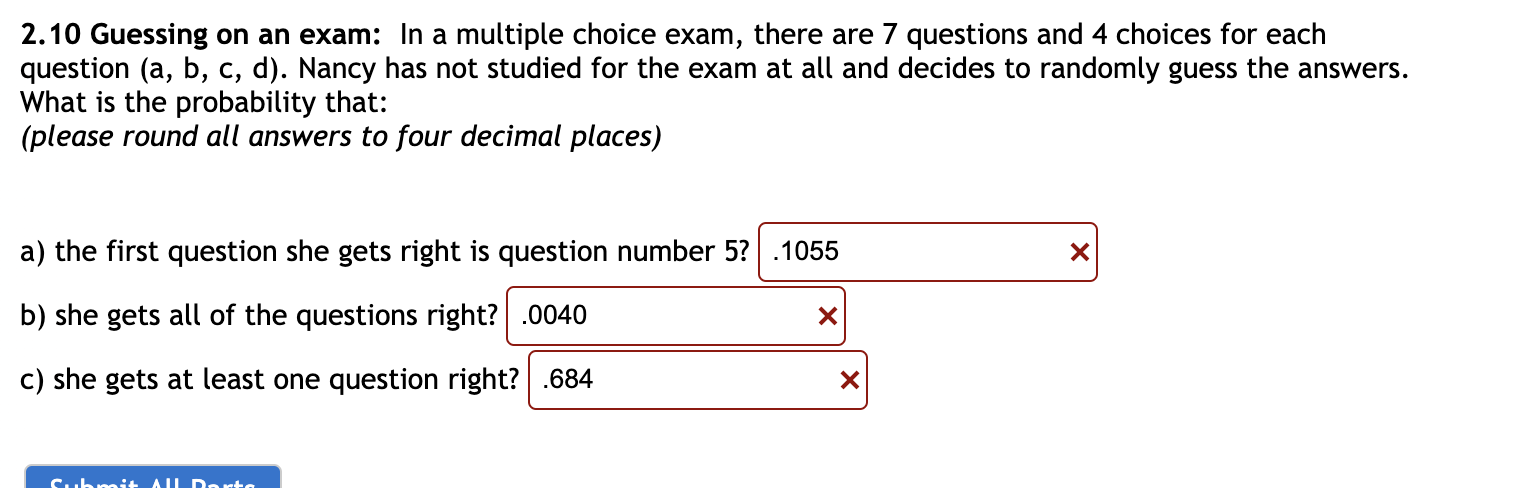 Solved 2.10 Guessing On An Exam: In A Multiple Choice Exam, | Chegg.com