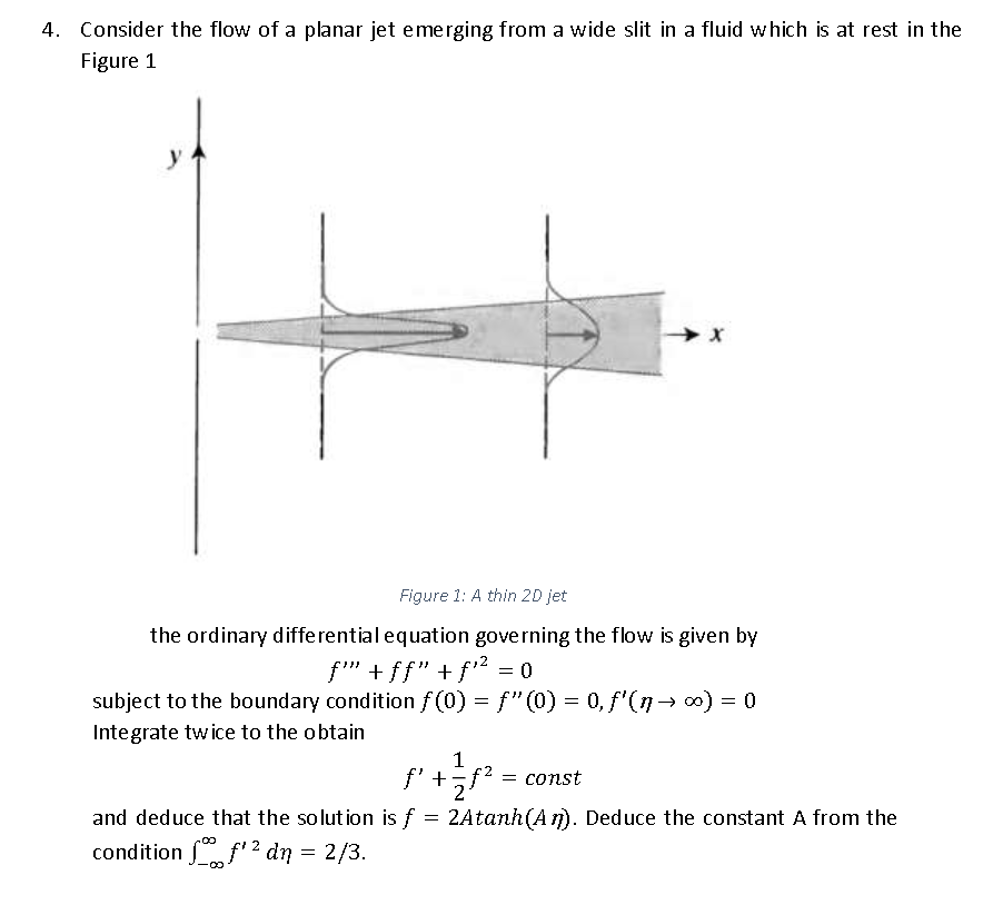 Solved 4. Consider the flow of a planar jet emerging from a | Chegg.com