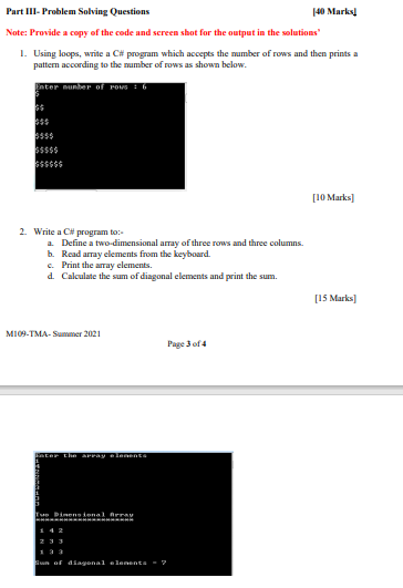 Solved Part III- Problem Solving Questions (40 Marks! Note: | Chegg.com