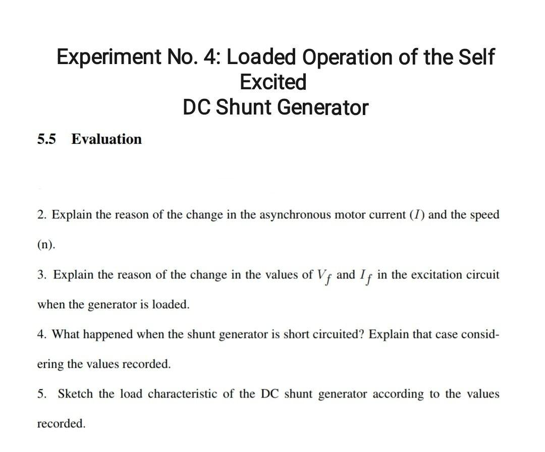 self excited dc shunt generator experiment