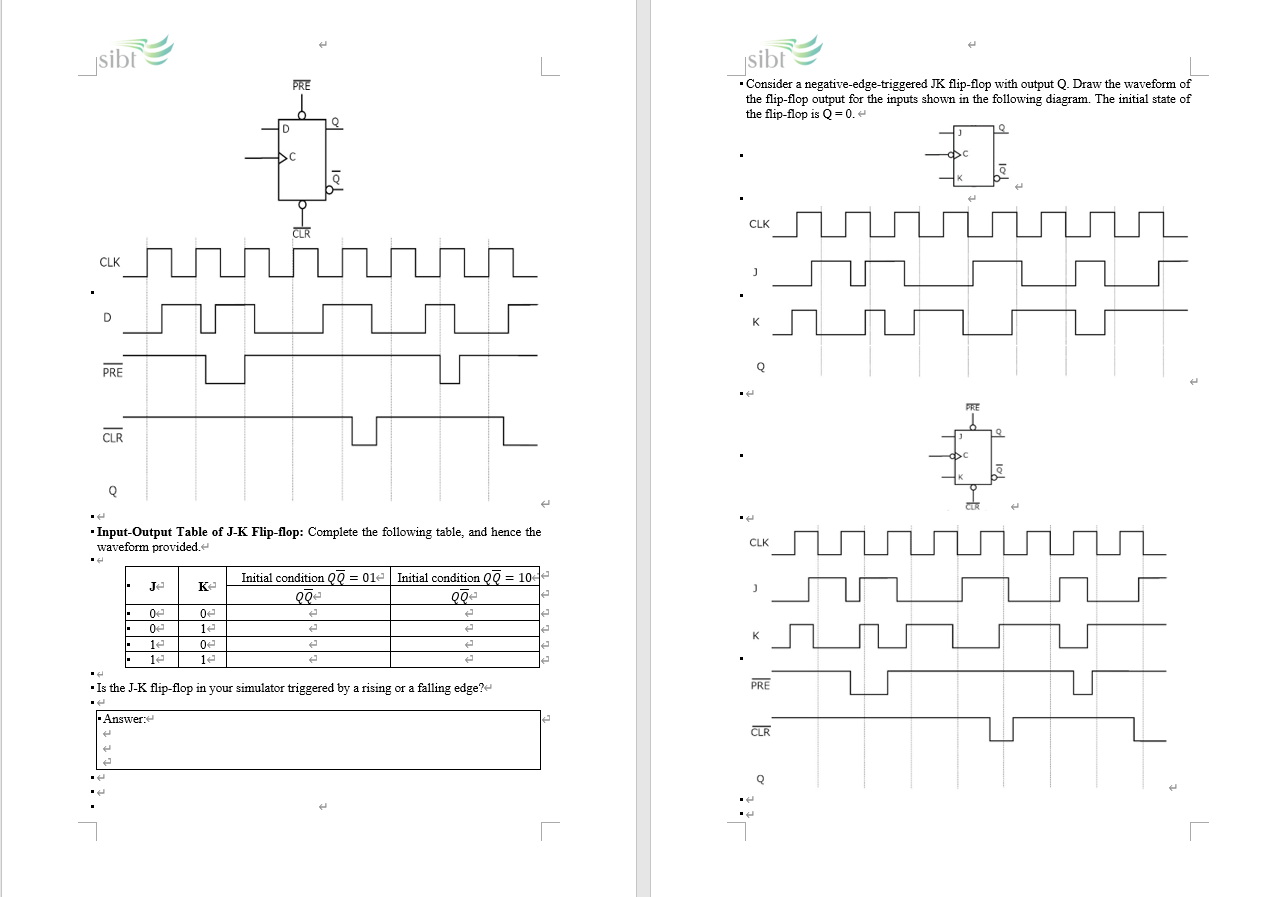 Solved - Consider a negative-edge-triggered J K flip-flop | Chegg.com