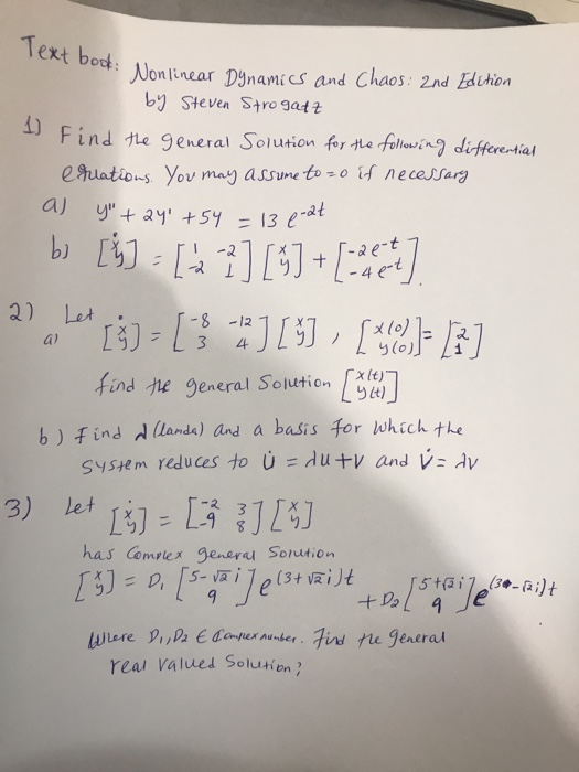 Solved Text bod Non linear Dynamics and Chaos: 2nd dithion | Chegg.com