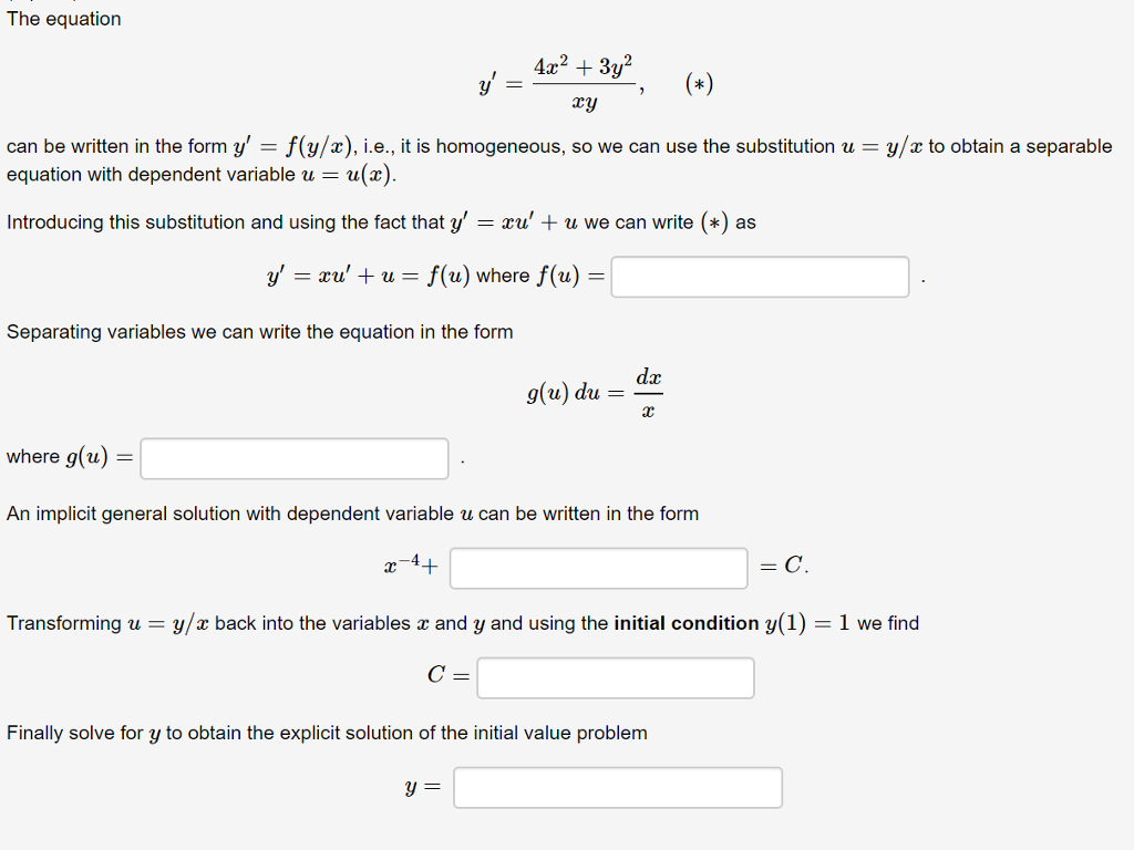 Solved The equation 4x2 + 3.2 4x2 + 3y y' (*) (*) XY can be | Chegg.com