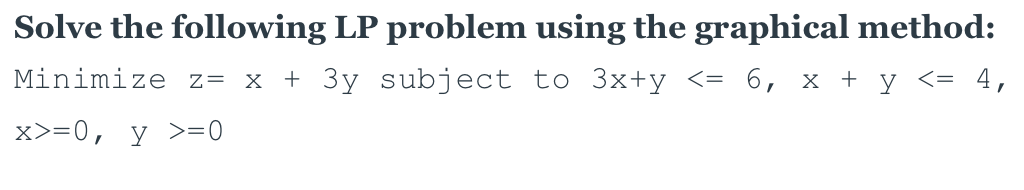 Solved Solve the following LP problem using the graphical | Chegg.com
