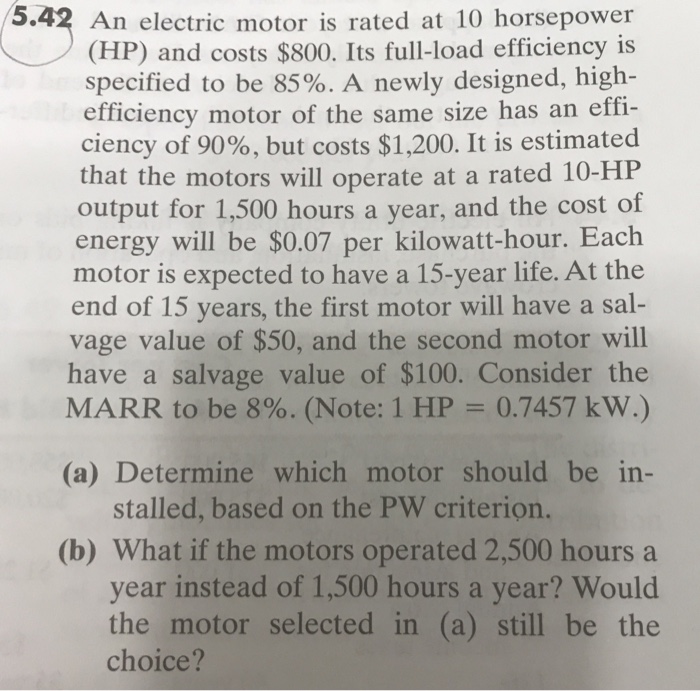 solved-n-electric-motor-is-rated-at-10-horsepower-hp-and-chegg