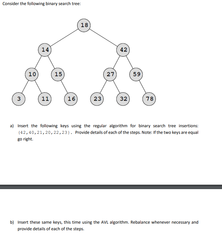 Solved Consider The Following Binary Search Tree: 18 14) 42 | Chegg.com