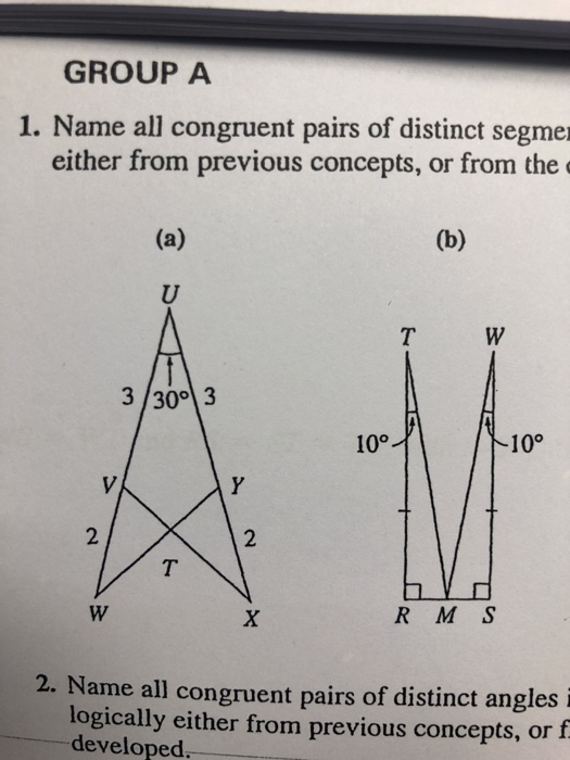 Solved name all congruent pairs of distinct segments in each | Chegg.com