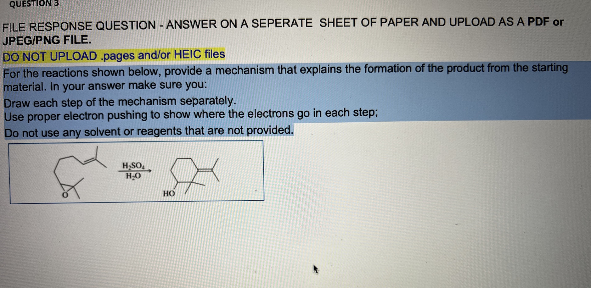 Solved FILE RESPONSE QUESTION ANSWER ON A SEPERATE SHEET