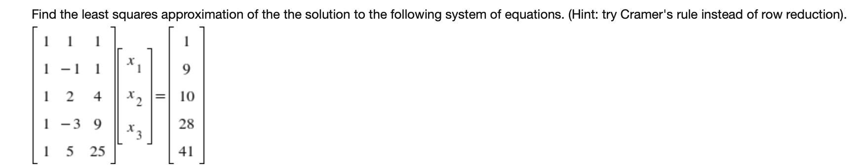 Solved Find the least squares approximation of the the | Chegg.com