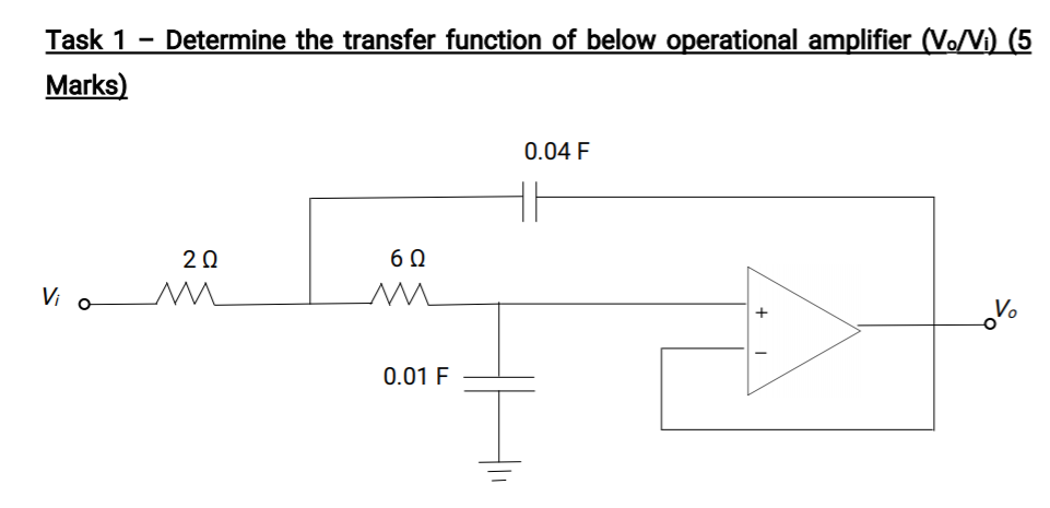 Solved Determine the transfer function of below operational | Chegg.com