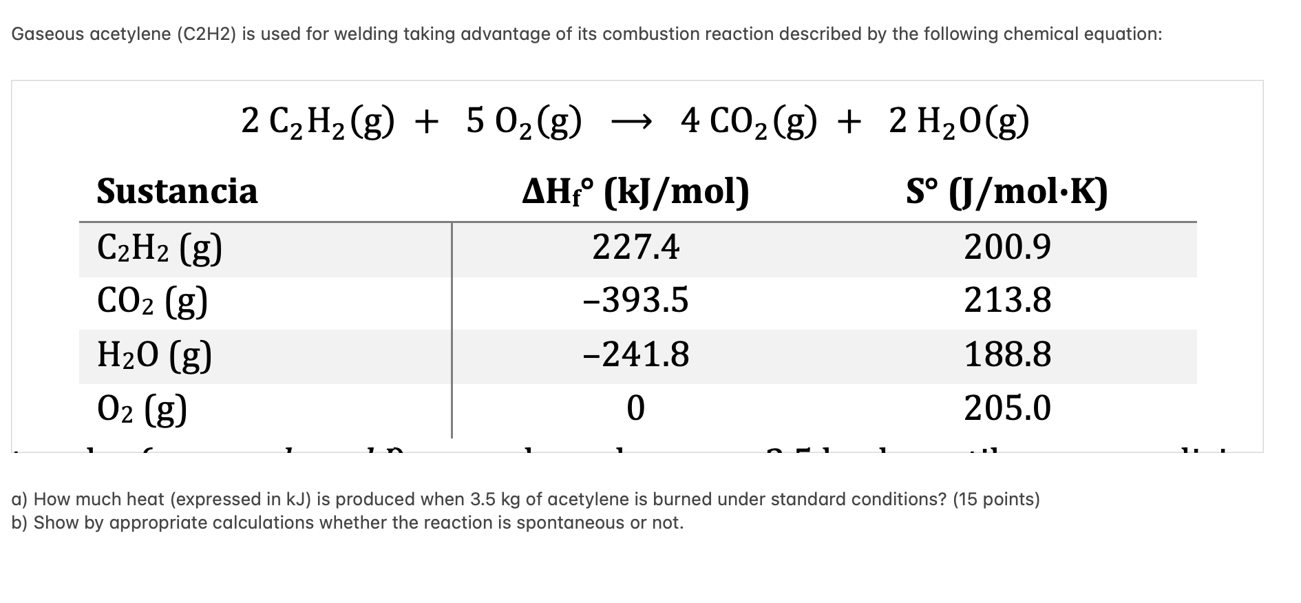 Solved Gaseous Acetylene (C2H2) Is Used For Welding Taking | Chegg.com