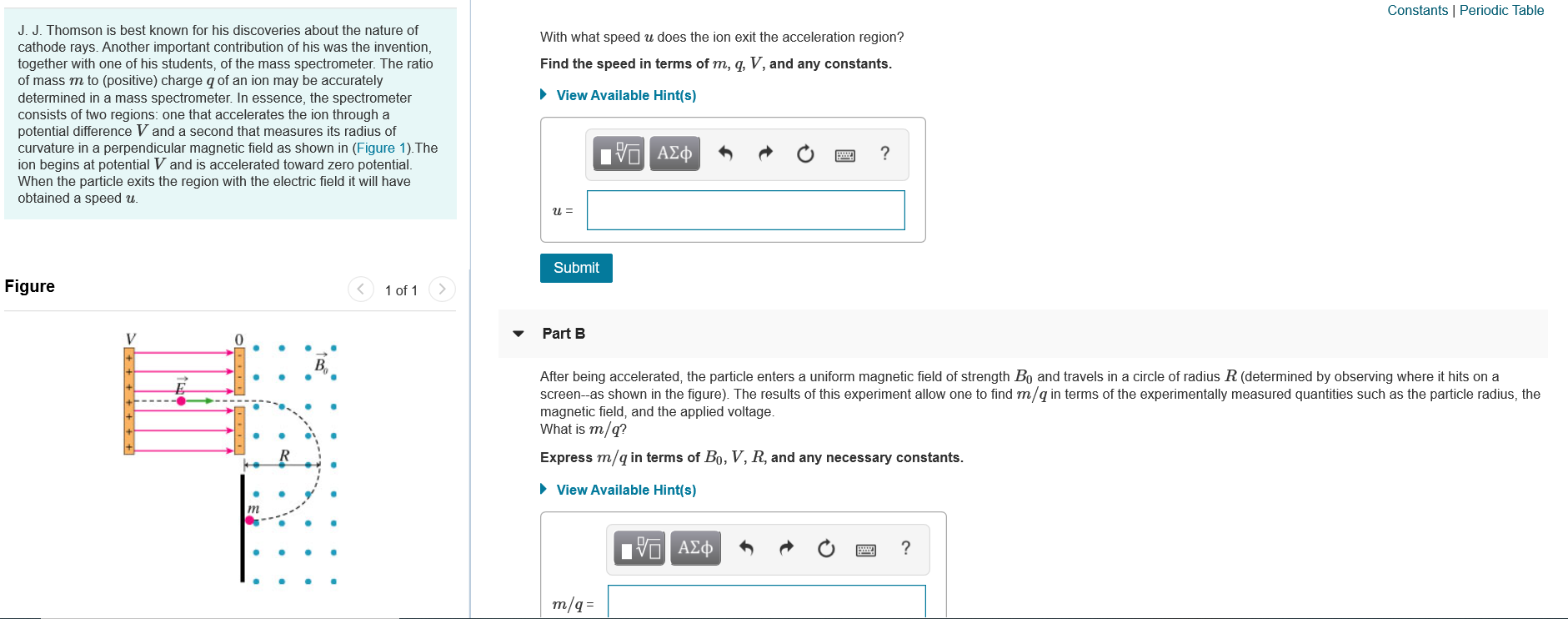 Solved Constants Periodic Table With what speed u does the