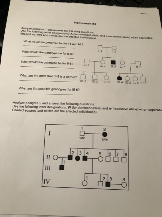 Solved Homework #4 Analyze pedigree 1 and answer the | Chegg.com