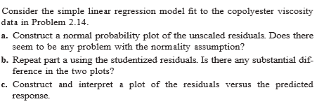 Solved Consider the simple linear regression model fit to | Chegg.com