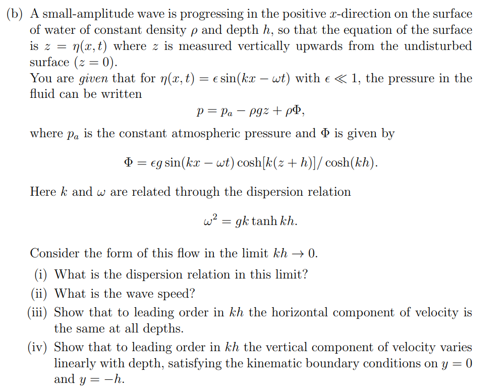 Solved (b) A small-amplitude wave is progressing in the | Chegg.com