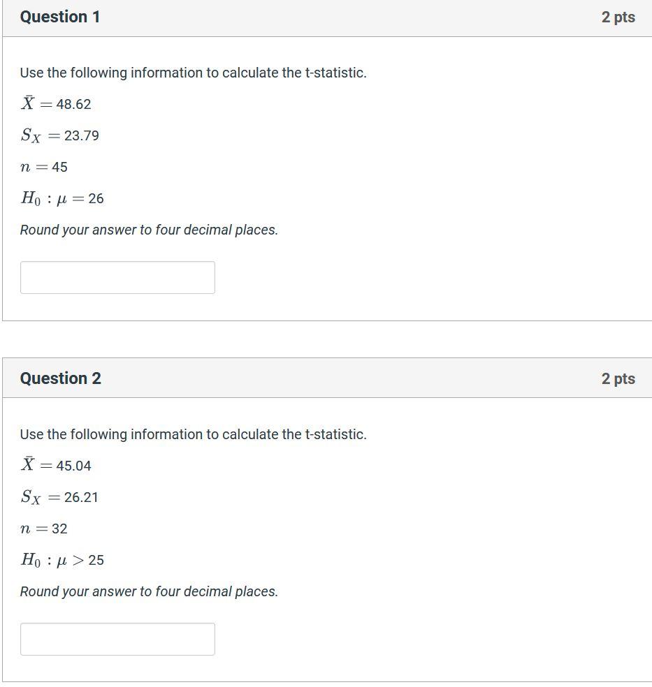 Solved Question 1 2 Pts Use The Following Information To | Chegg.com