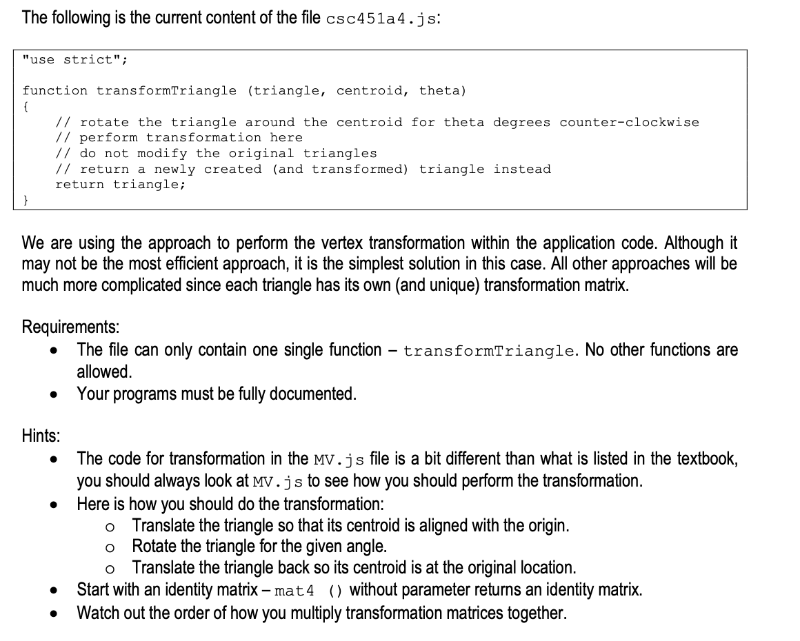 Solved In this assignment, you will write a WebGL program to | Chegg.com