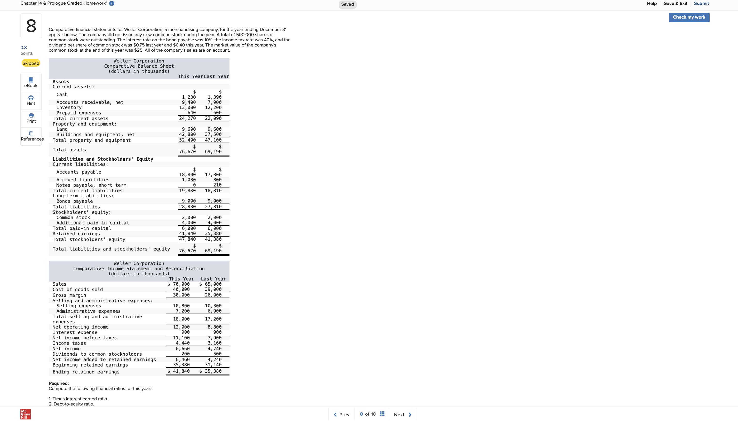 Solved Required:Compute the following financial ratios for | Chegg.com