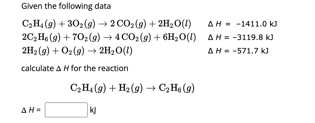 Solved Given the following data | Chegg.com