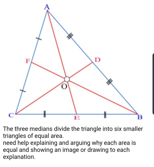 Solved The Three Medians Divide The Triangle Into Six 9699