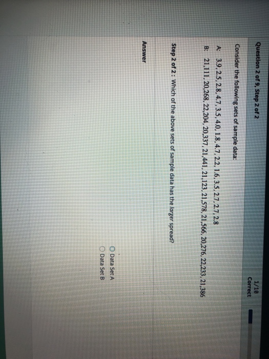 Solved Question 2 of 9, Step 1 of 2 Consider the following | Chegg.com