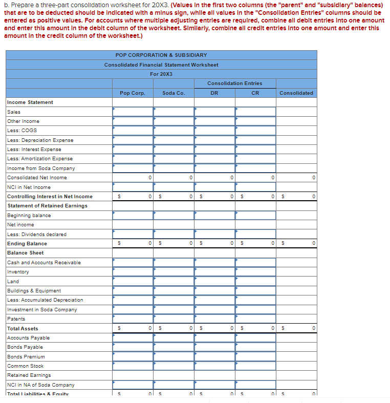 Solved Pop Corporation acquired 70 percent of Soda Company's | Chegg.com