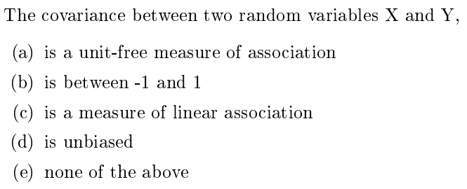 Solved The covariance between two random variables X and Y, | Chegg.com