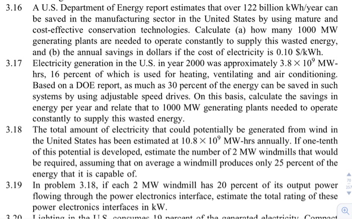 Solved A U.S. Department Of Energy Report Estimates That | Chegg.com