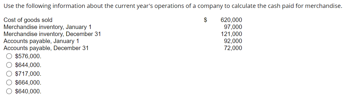 Solved $717,000. $664,000. $640,000. | Chegg.com