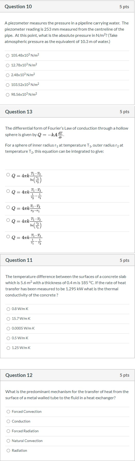 Solved Question 10 5 pts A piezometer measures the pressure | Chegg.com