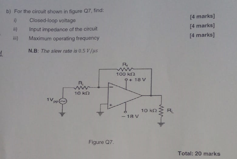 Solved B) For The Circuit Shown In Figure Q7, Find: I) | Chegg.com