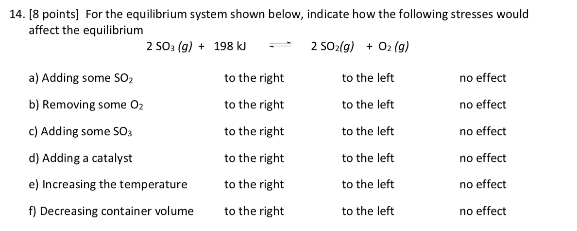 Solved 14. [8 points] For the equilibrium system shown | Chegg.com