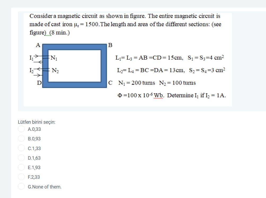 Solved Consider A Magnetic Circuit As Shown In Figure. The | Chegg.com