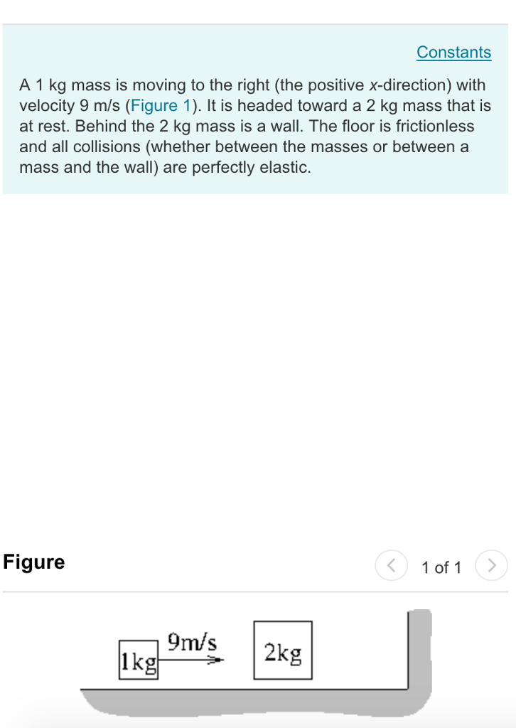 Solved Constants A 1 kg mass is moving to the right (the | Chegg.com
