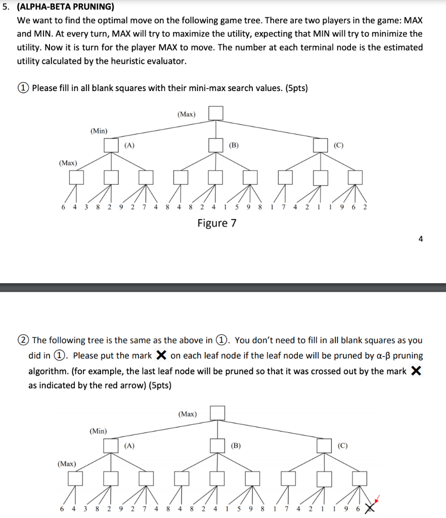 Solved 5. (ALPHA-BETA PRUNING) We want to find the optimal | Chegg.com