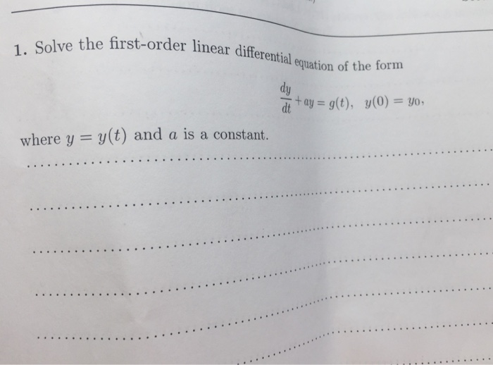 Solved Solve the first-order linear differential equation of | Chegg.com