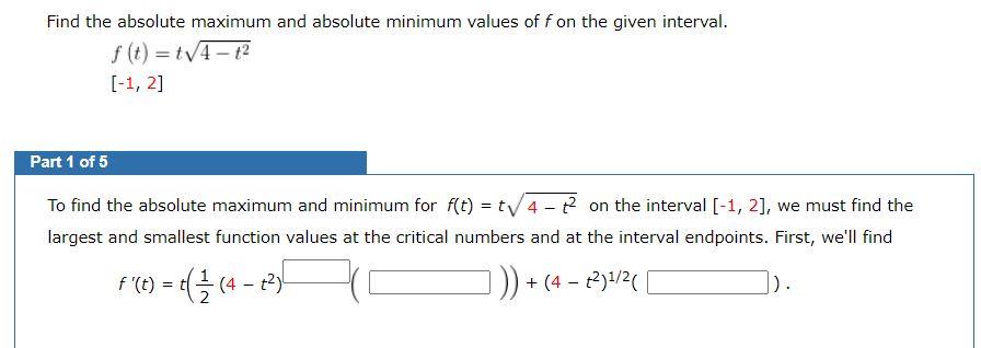 Solved Find The Absolute Maximum And Absolute Minimum Values Chegg
