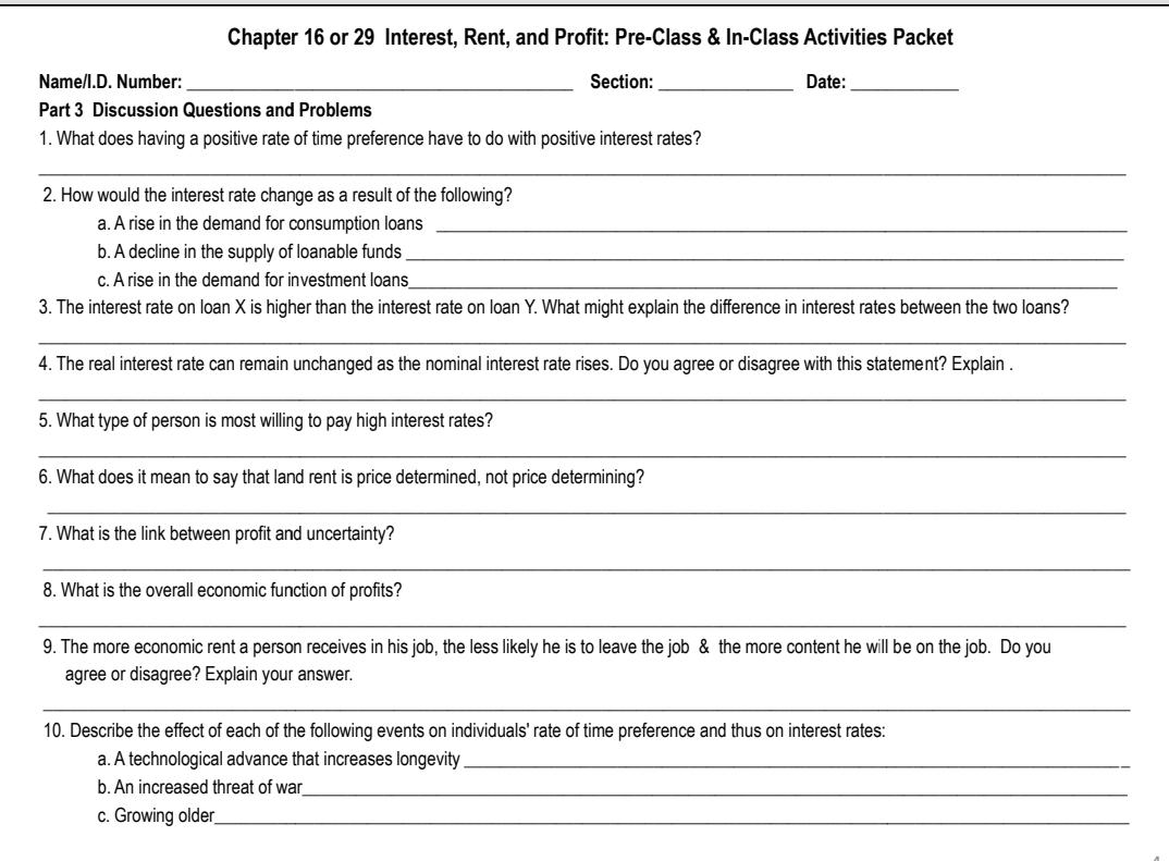 Solved Chapter 16 or 29 Interest, Rent, and Profit: | Chegg.com