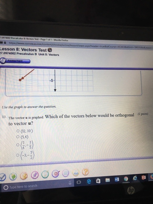 Solved The vector u is graphed. Which of the vectors below | Chegg.com