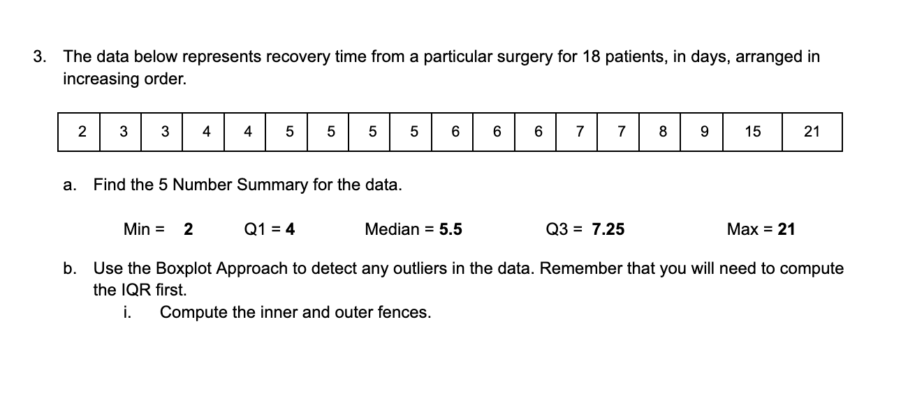 Solved The Data Below Represents Recovery Time From A 