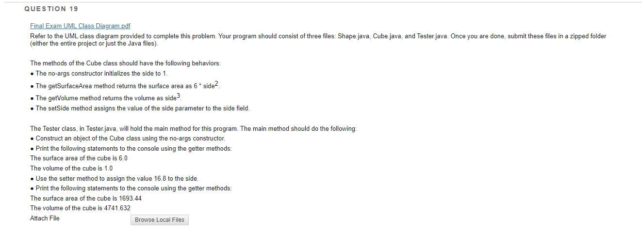 Solved Final Exam UML Class Diagram.pdf (either the entire | Chegg.com
