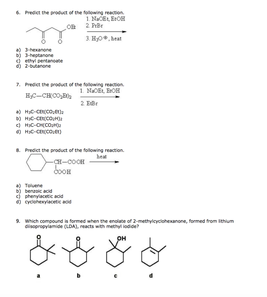 Solved 6. Predict the product of the following reaction. 1. | Chegg.com