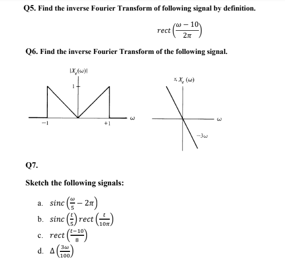 Solved Q5. Find the inverse Fourier Transform of following | Chegg.com